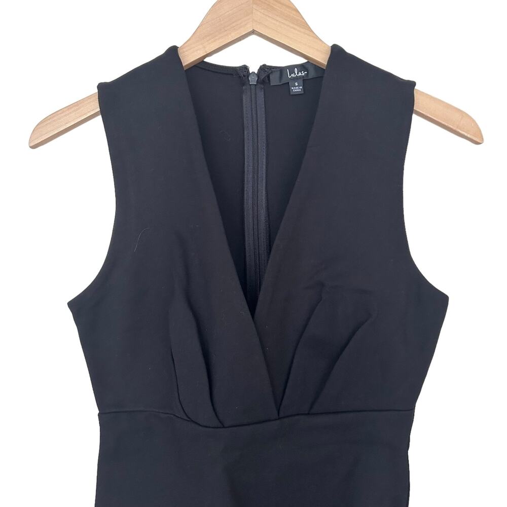 Lulus Black Surplice Sleeveless Mini Dress Sz S - Picture 3 of 7
